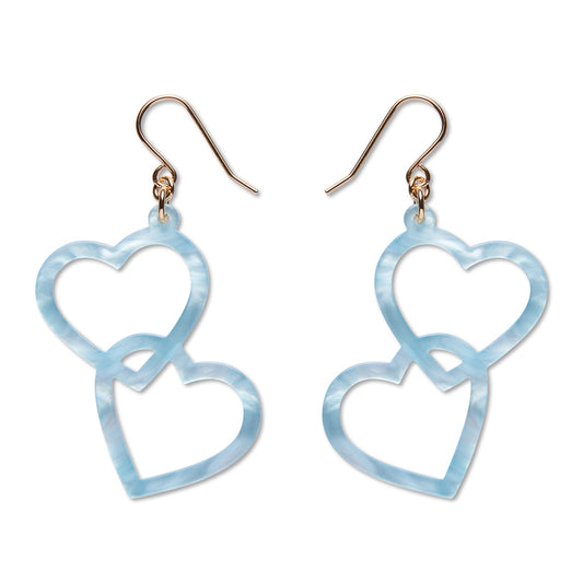 Heart Rings Drop Earrings – Blue
