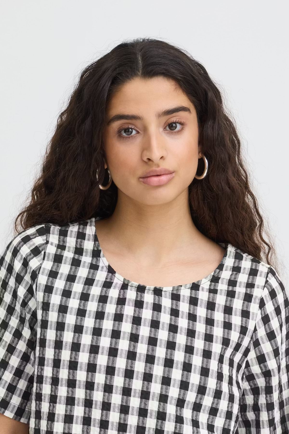 Ihkarra Top - Black White Gingham