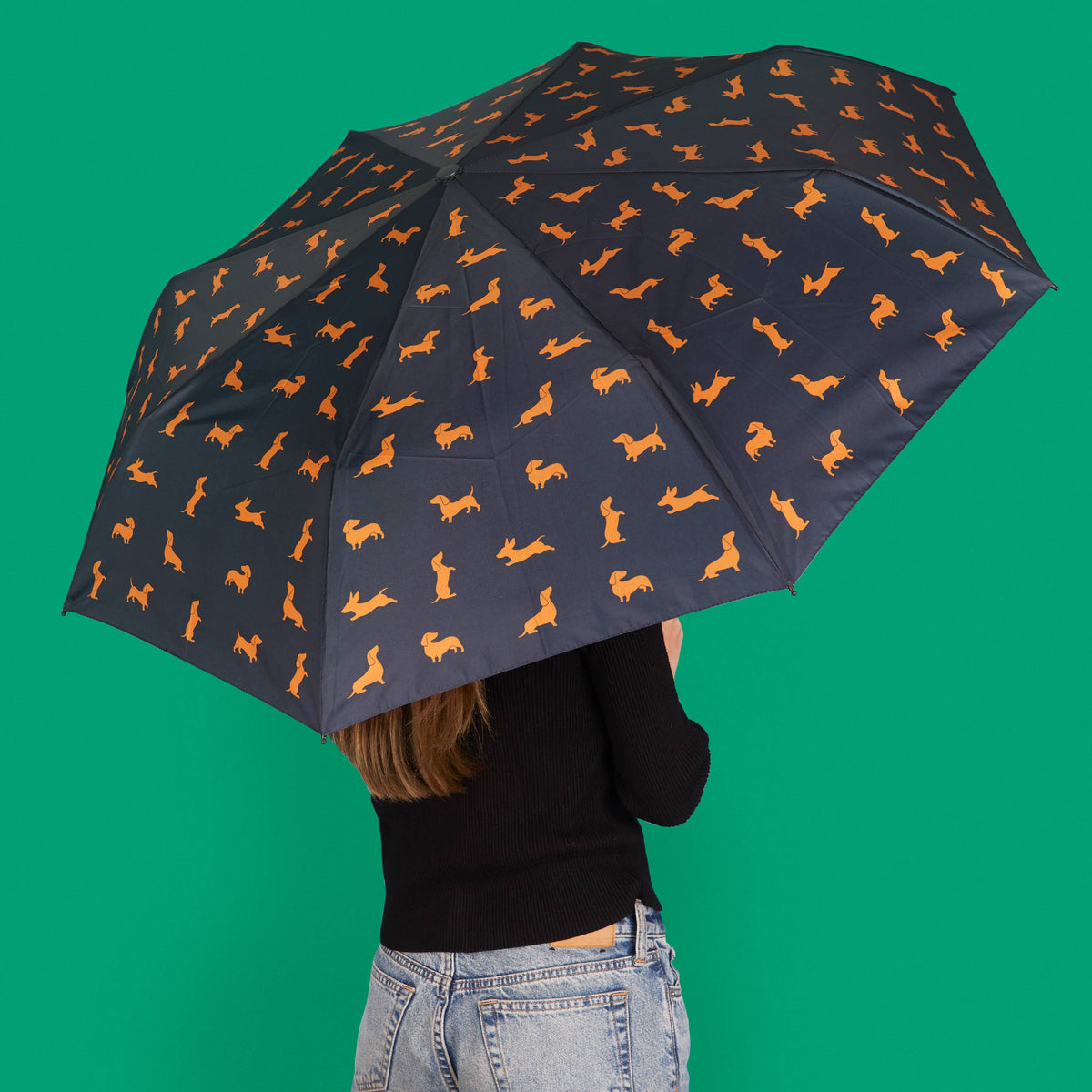 Umbrella - Festive Dachshund Black