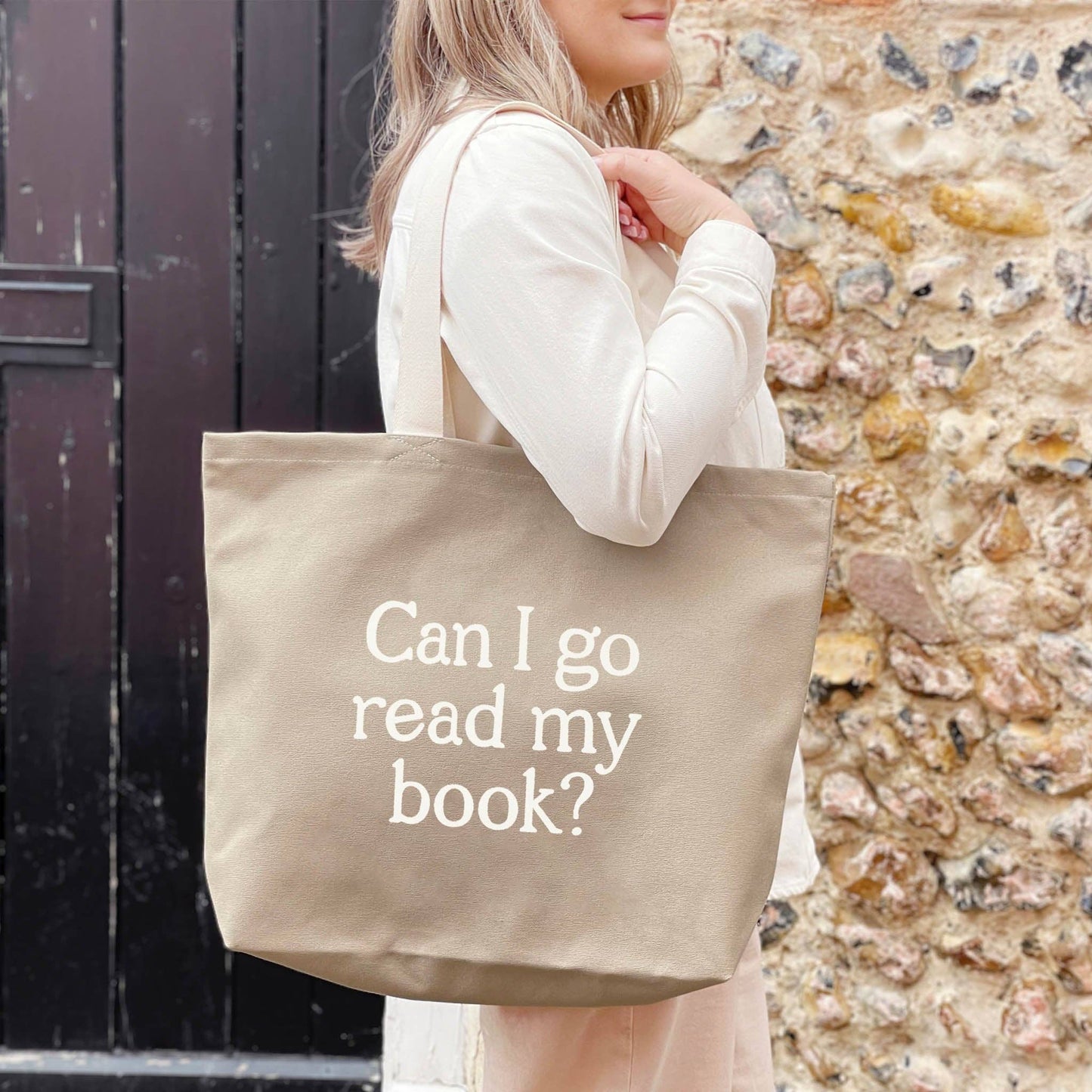 Can I Go Read My Book? - Stone Canvas Tote Bag