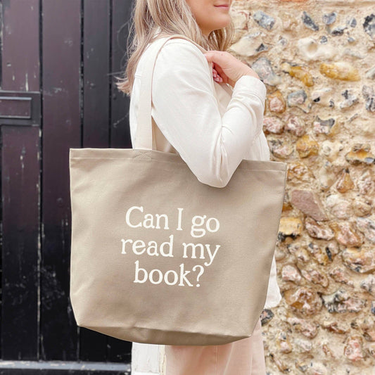 Can I Go Read My Book? - Stone Canvas Tote Bag