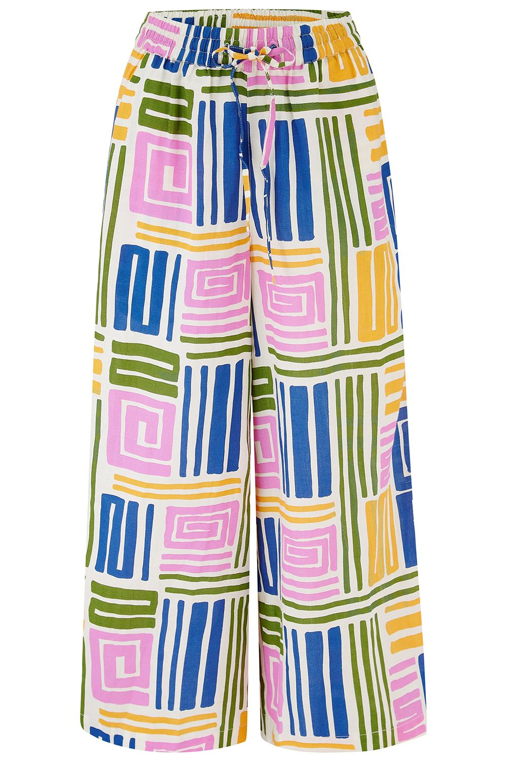 Ameera Cropped Wide Leg Trousers - Multi, Painted Maze