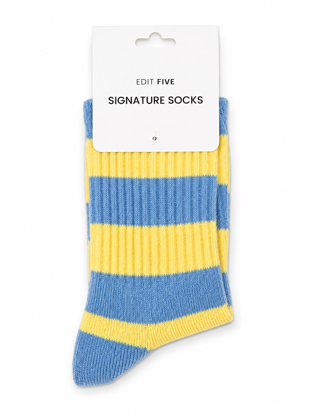 Wool Blend Socks - Blue and Yellow Striped