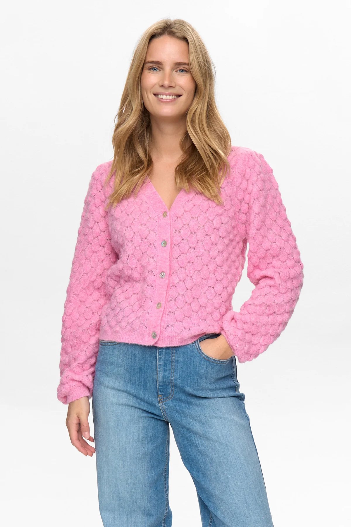 NURIETTE LEAF POINTELLE CARDIGAN - LIilac Sachet