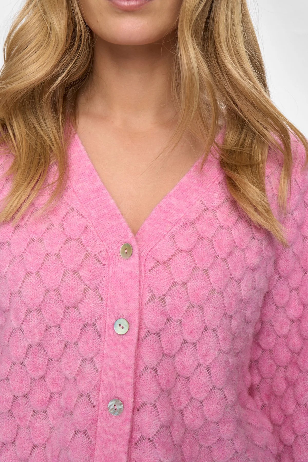 NURIETTE LEAF POINTELLE CARDIGAN - LIilac Sachet