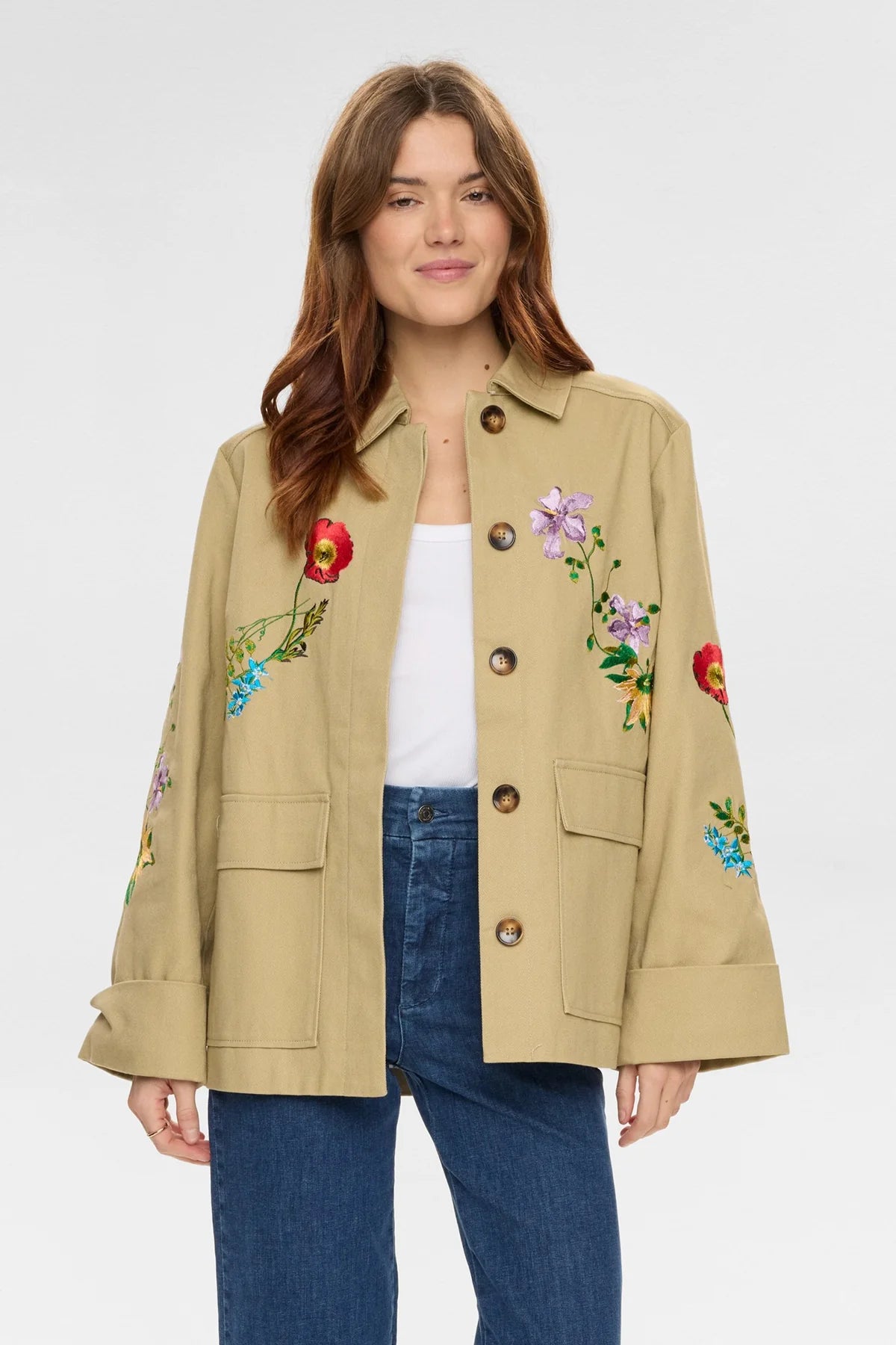 Nuvivalli Jacket - Irish Cream Floral Embroidery