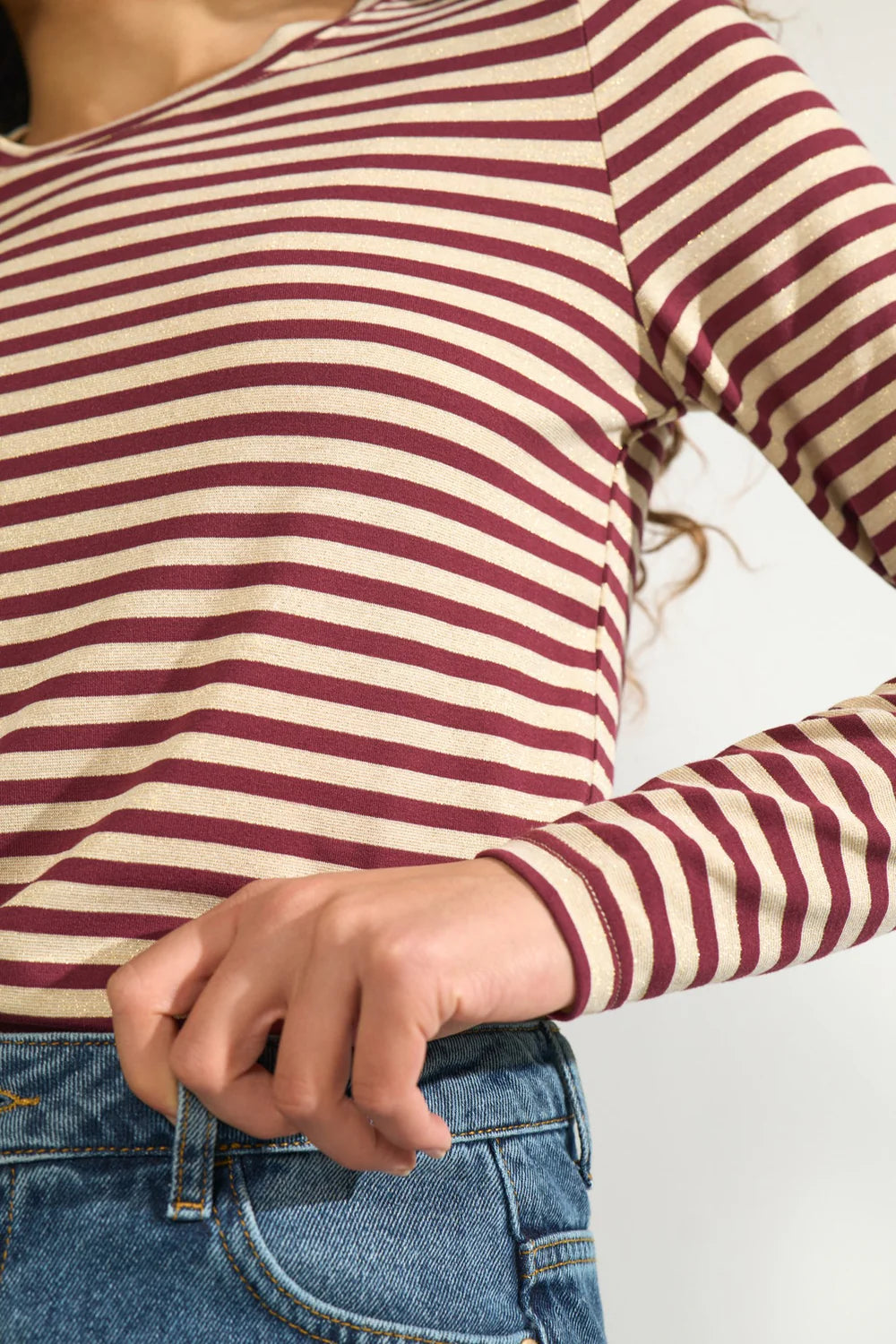 NURIXIE BLOUSE - Fig Stripe T-Shirt