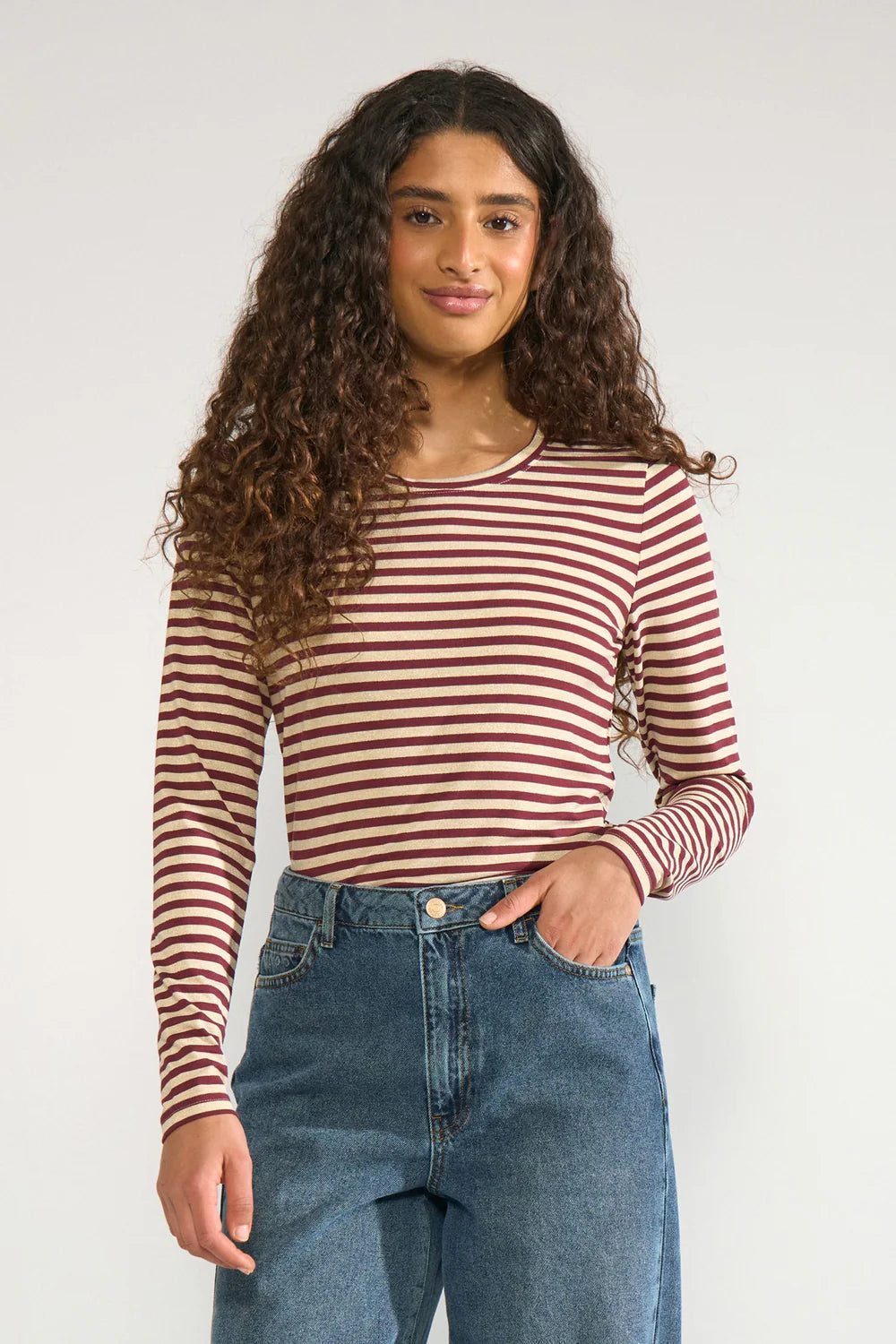 NURIXIE BLOUSE - Fig Stripe T-Shirt