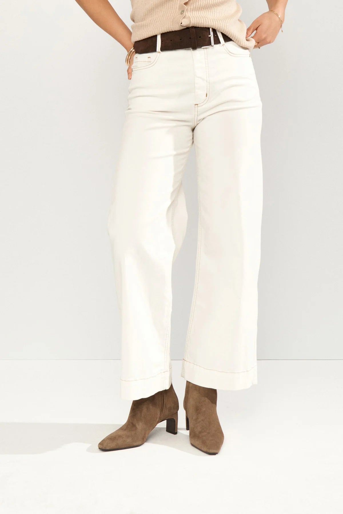 Nuparisan Cropped Twill Pants - Cloud Dancer