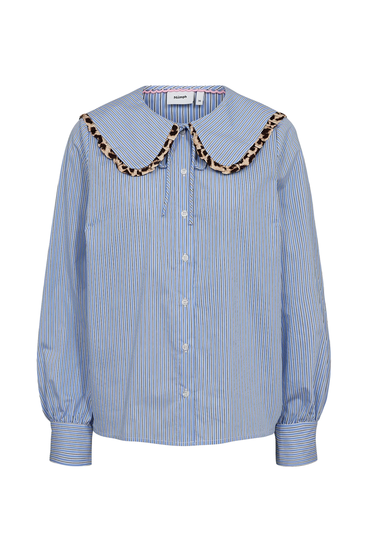NUMAYANA SHIRT - Azurine Leopard Trim Collar