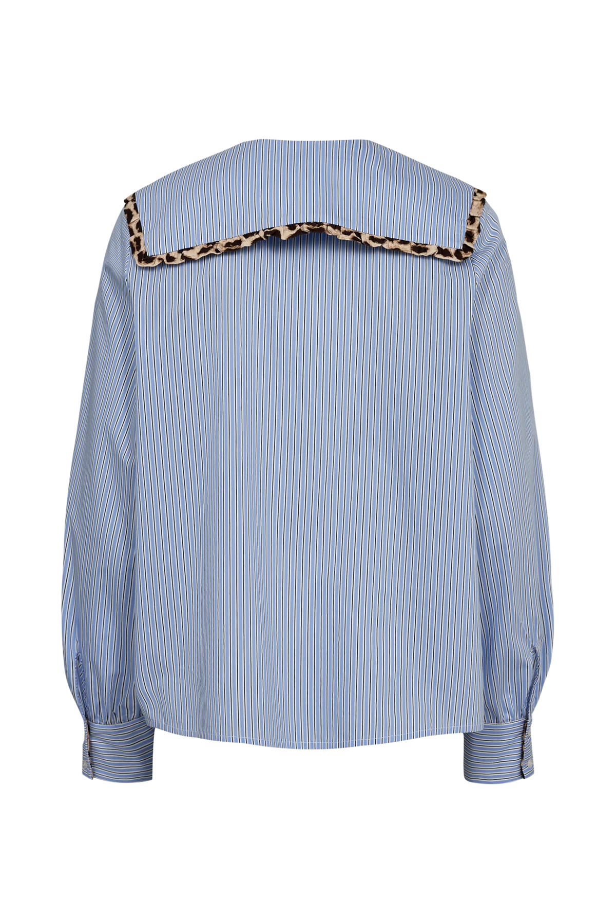 NUMAYANA SHIRT - Azurine Leopard Trim Collar