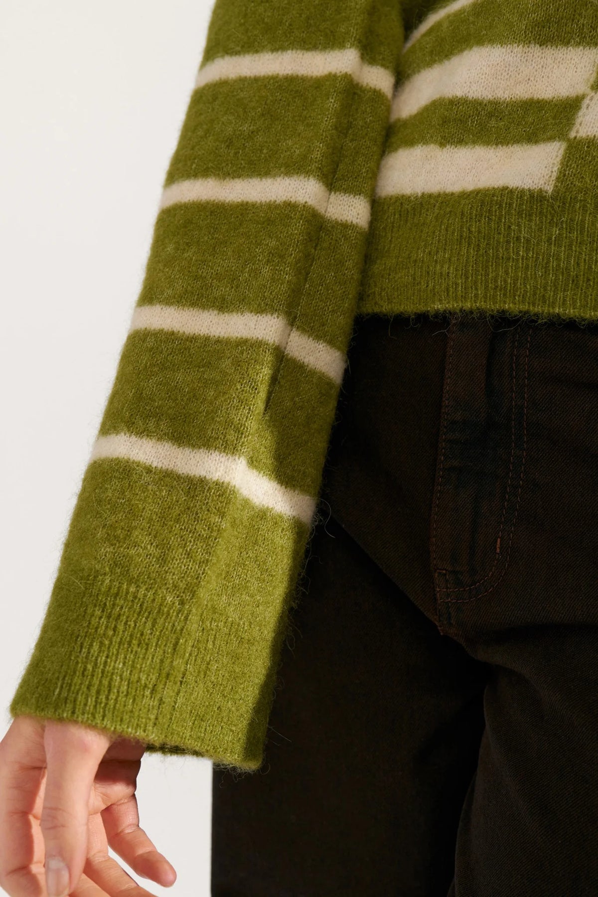 NURIETTE BLOCK STRIPE PULLOVER - Calla Green