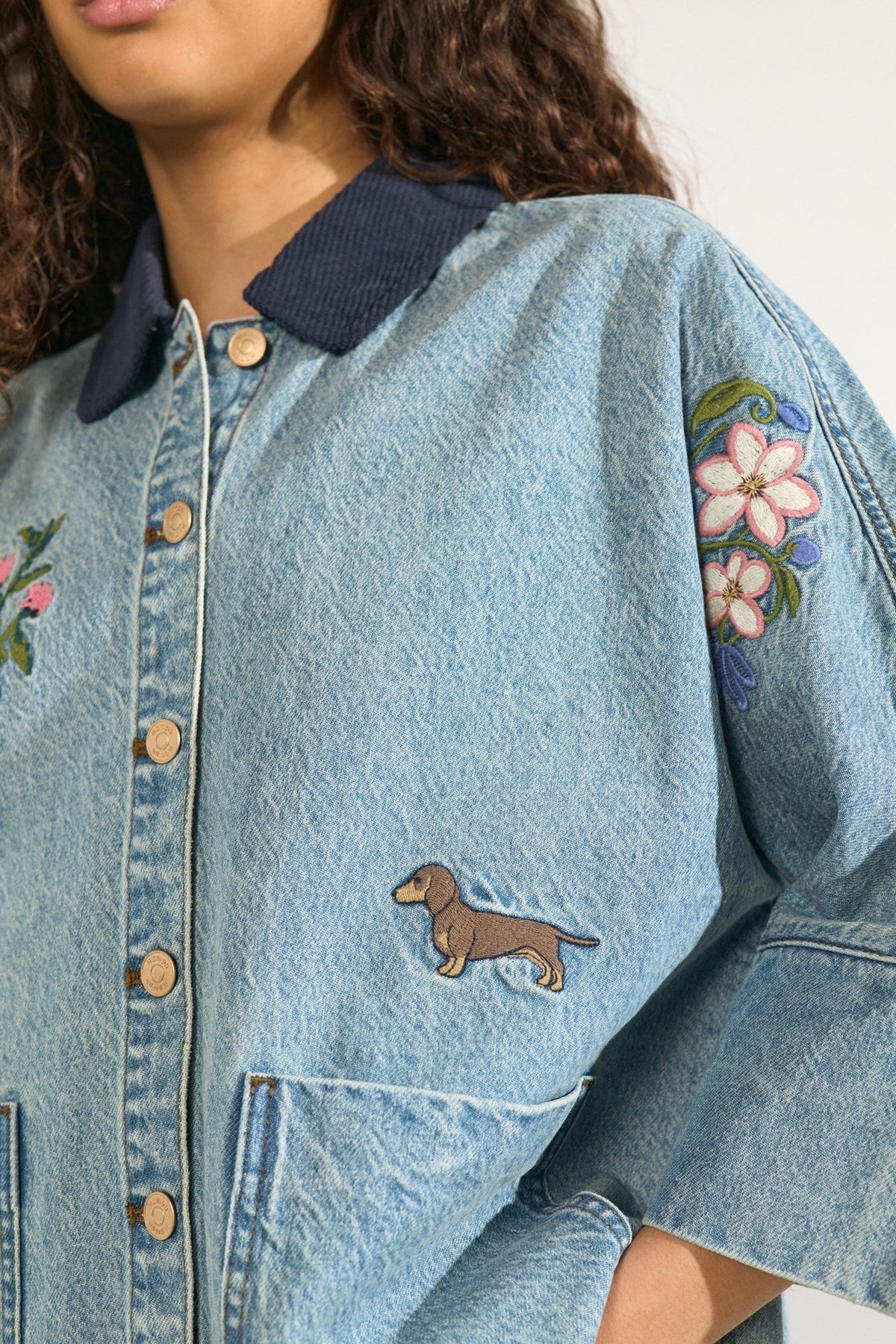 NUDENMA OVERSIZE SHIRT JACKET - Medium Blue Denim
