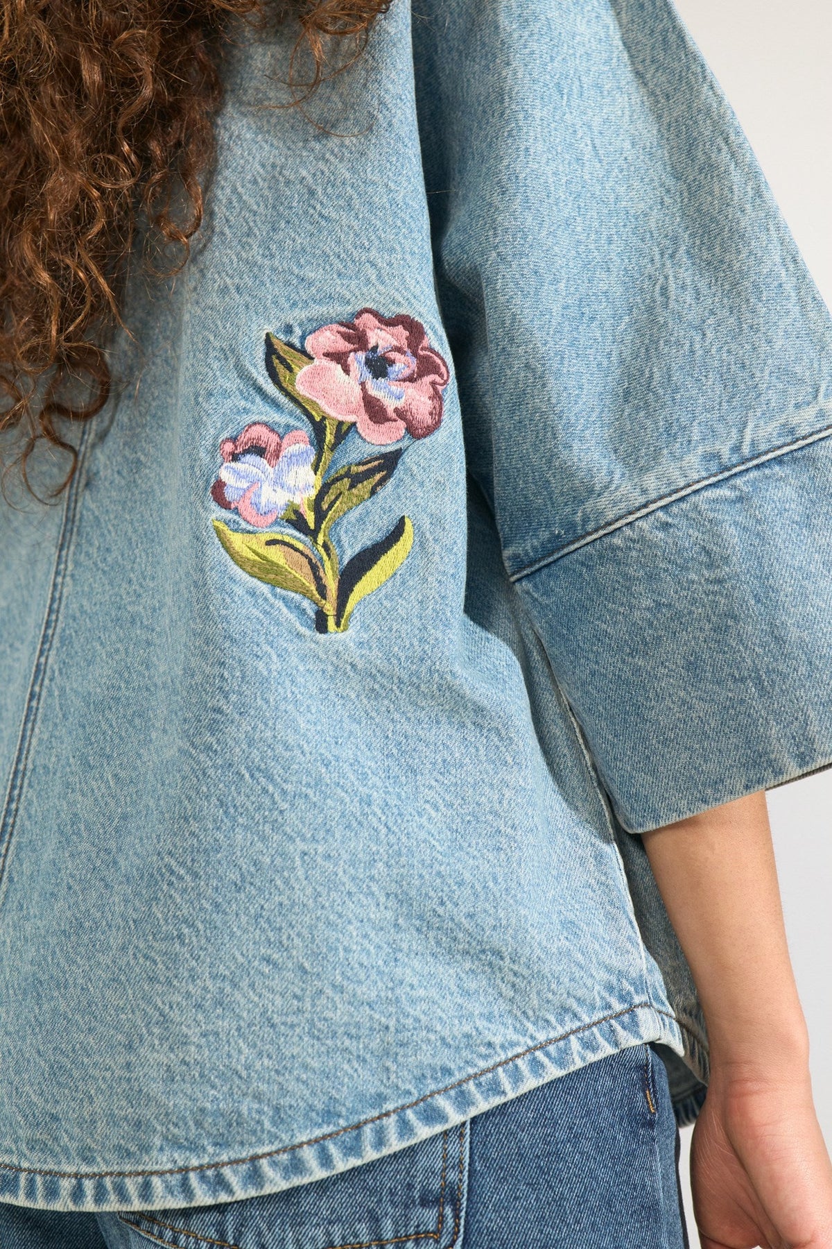NUDENMA OVERSIZE SHIRT JACKET - Medium Blue Denim