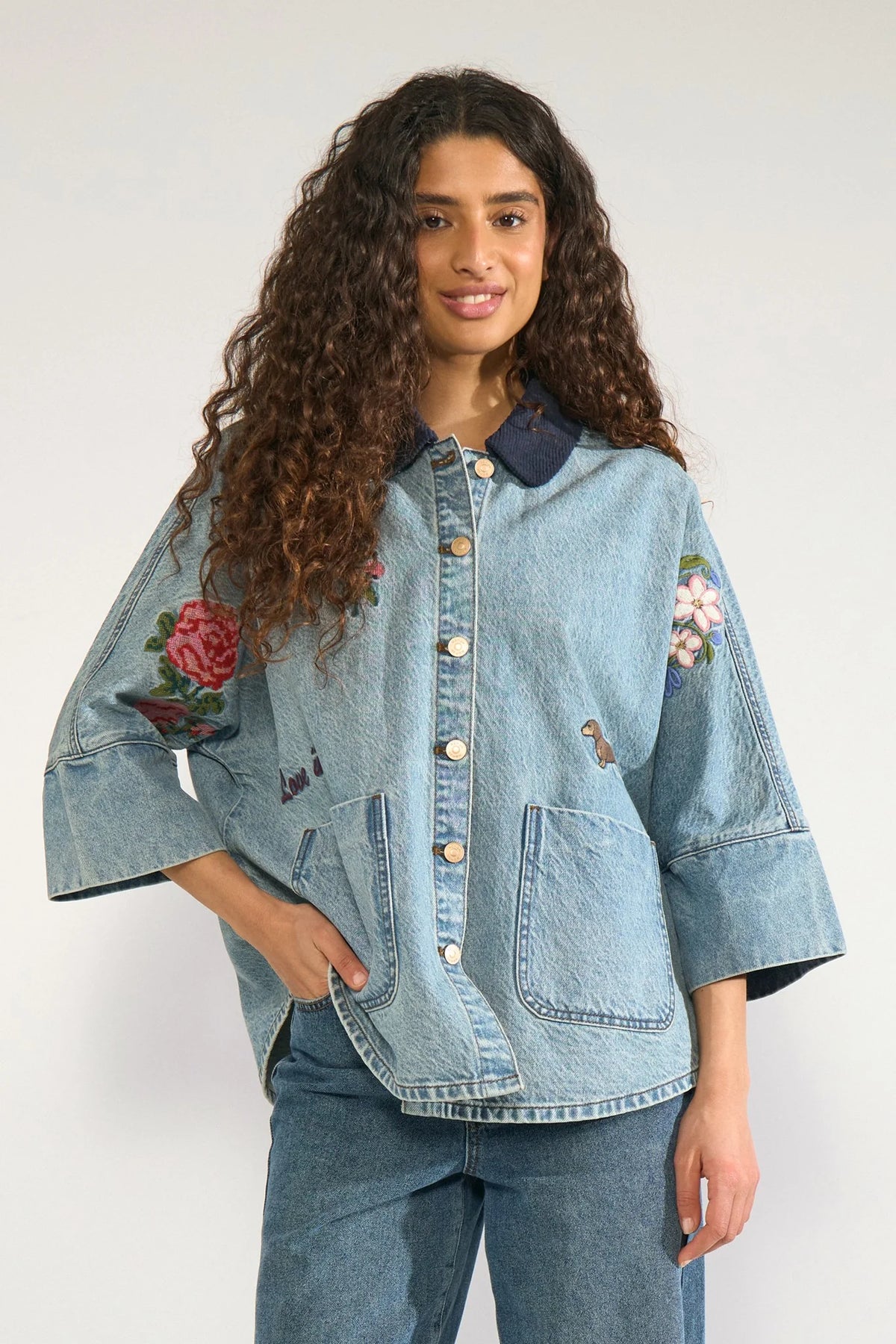 NUDENMA OVERSIZE SHIRT JACKET - Medium Blue Denim