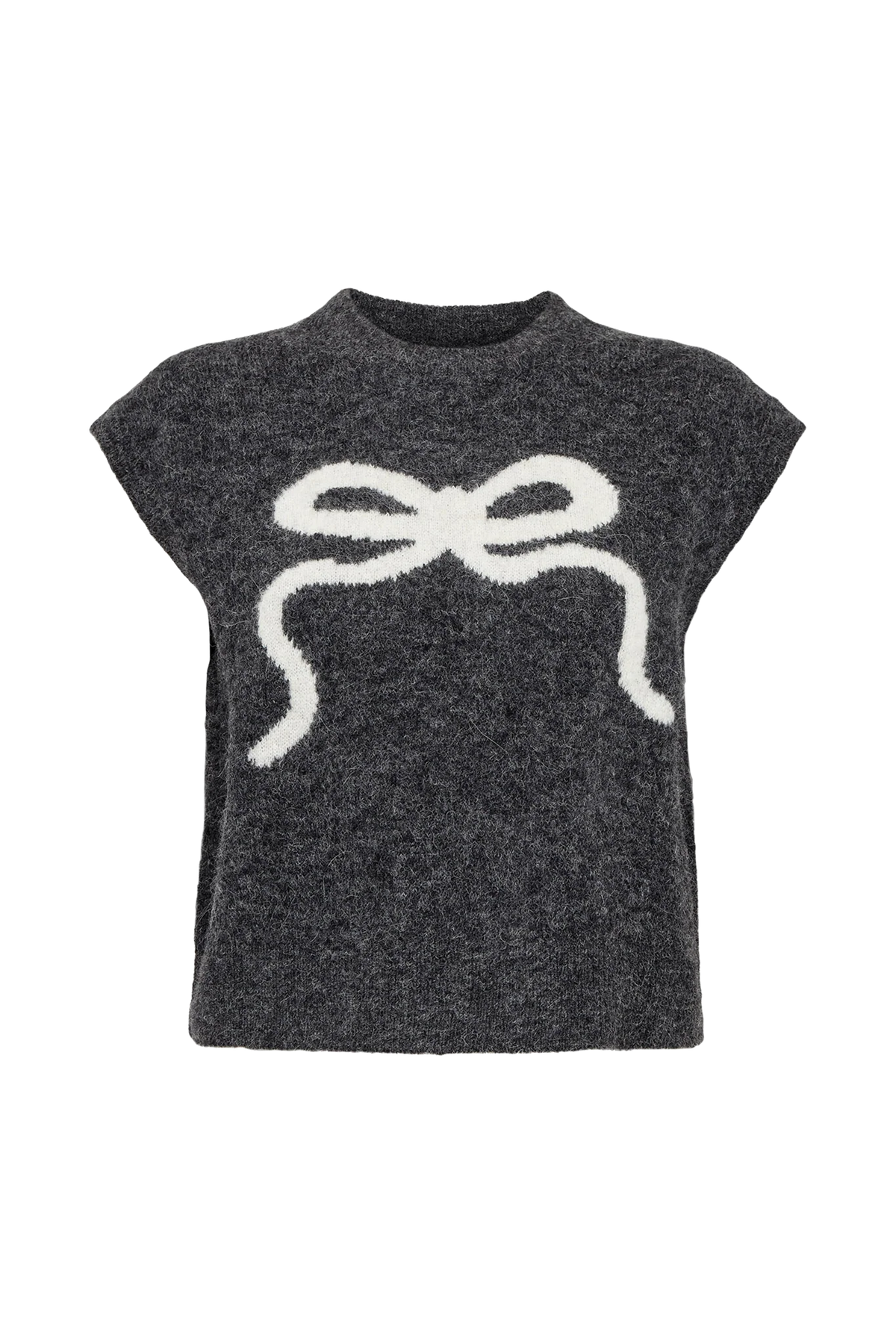 NURIETTE BOW VEST - Dark grey melange