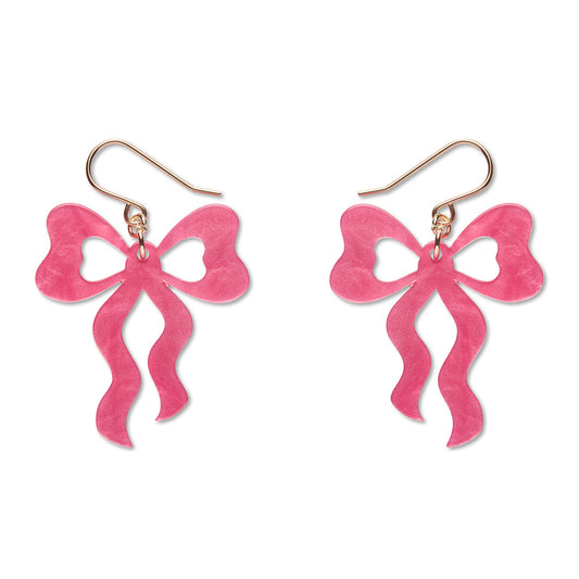 Bows Drop Earrings – Pink