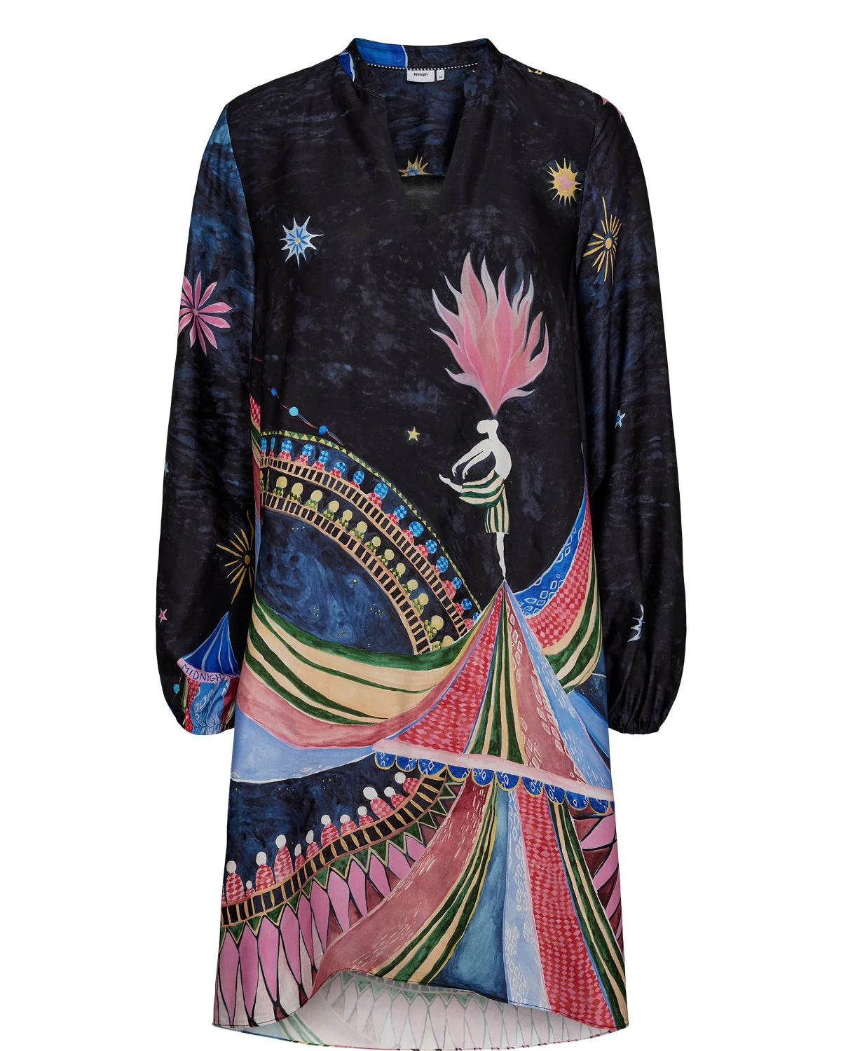 NUSTARLA SHORT DRESS - Obsidian Circus Print Dress