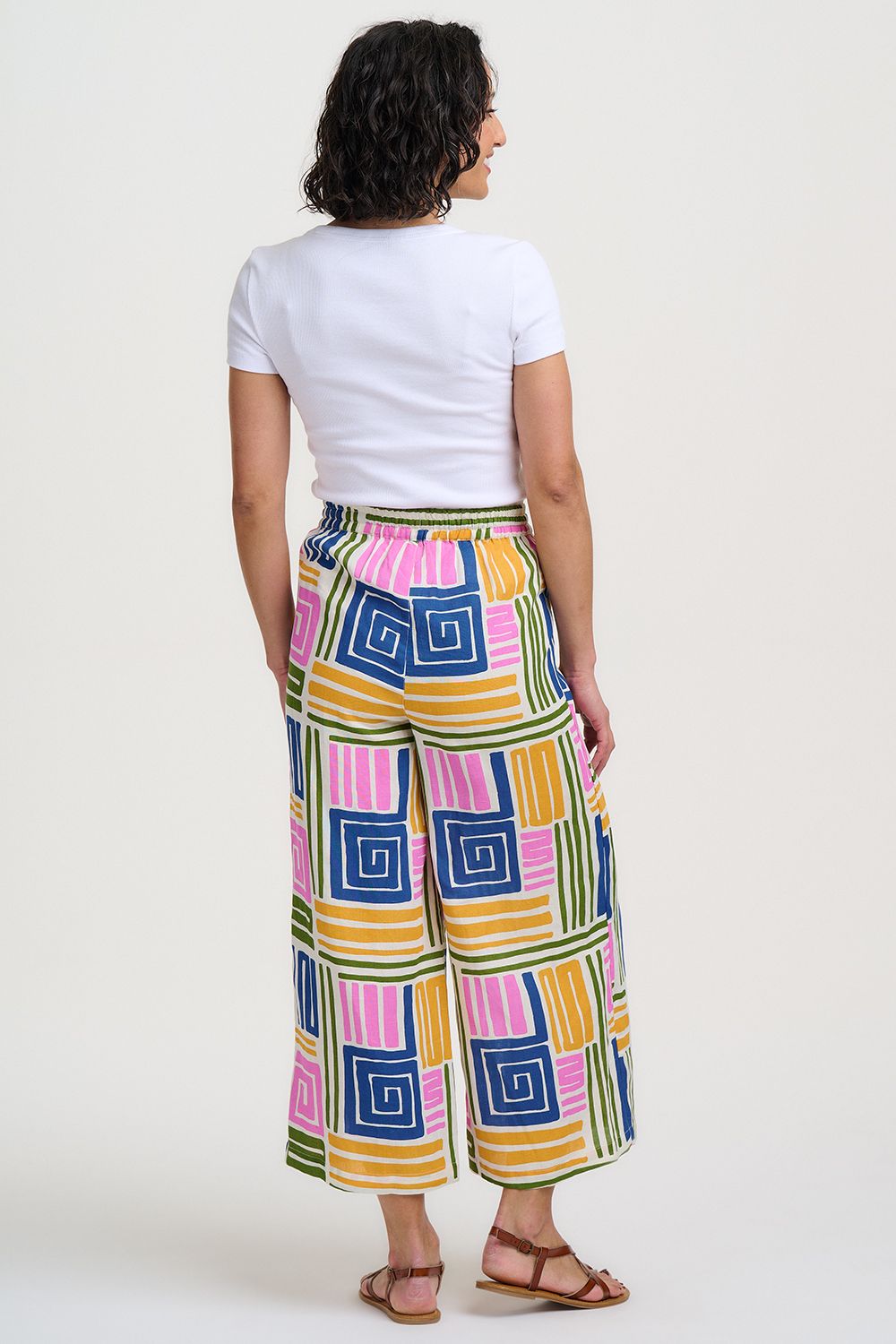Ameera Cropped Wide Leg Trousers - Multi, Painted Maze