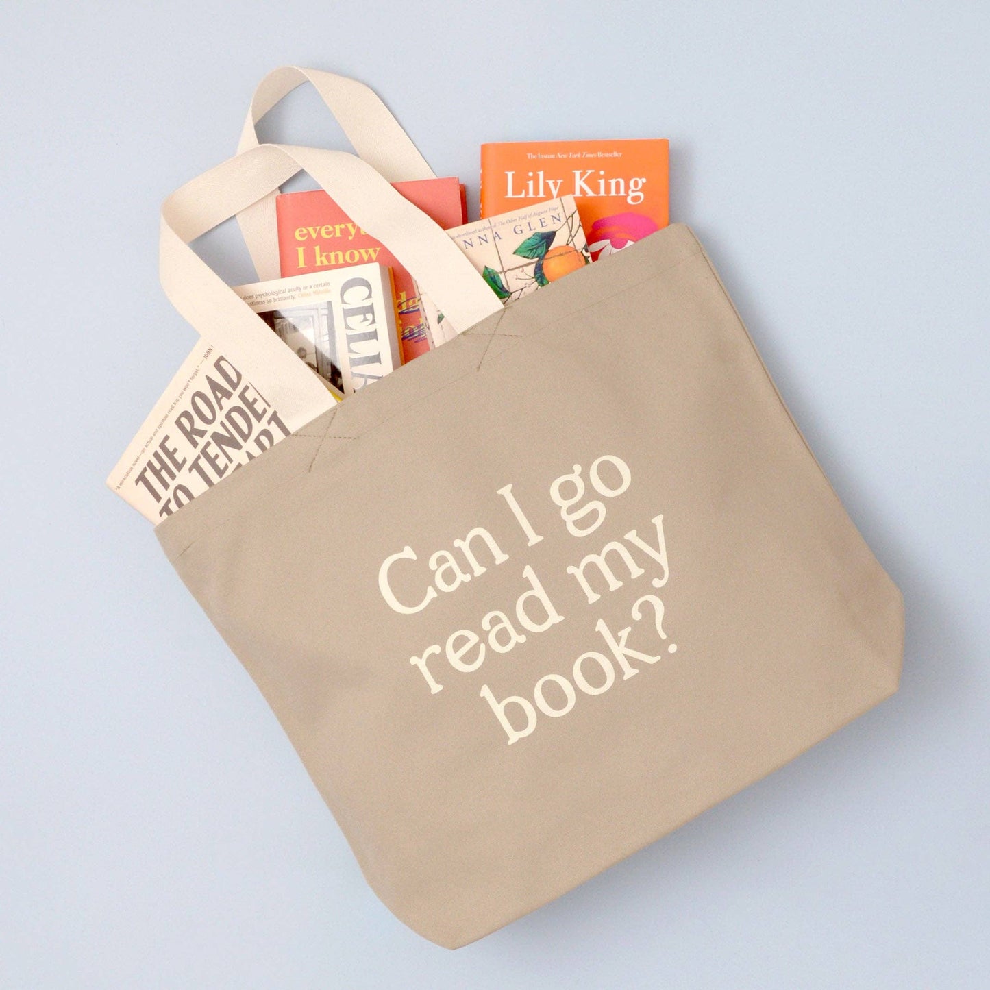 Can I Go Read My Book? - Stone Canvas Tote Bag