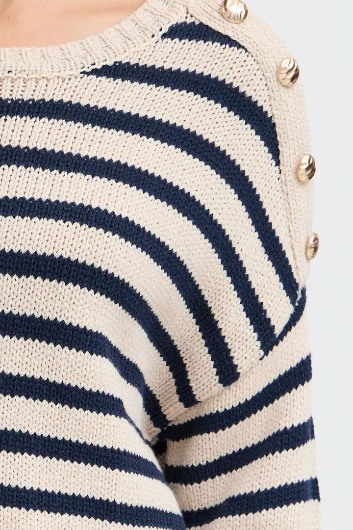 Frbelinda Navy Cream Stripe Jumper