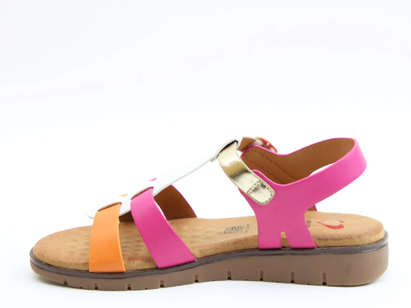 Billie Sandals - Fuchsia/White/Orange/Gold