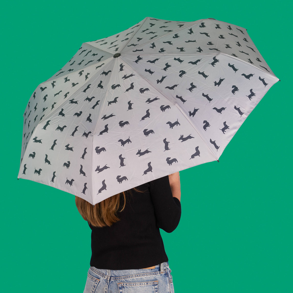 Umbrella - Festive Dachshund Grey