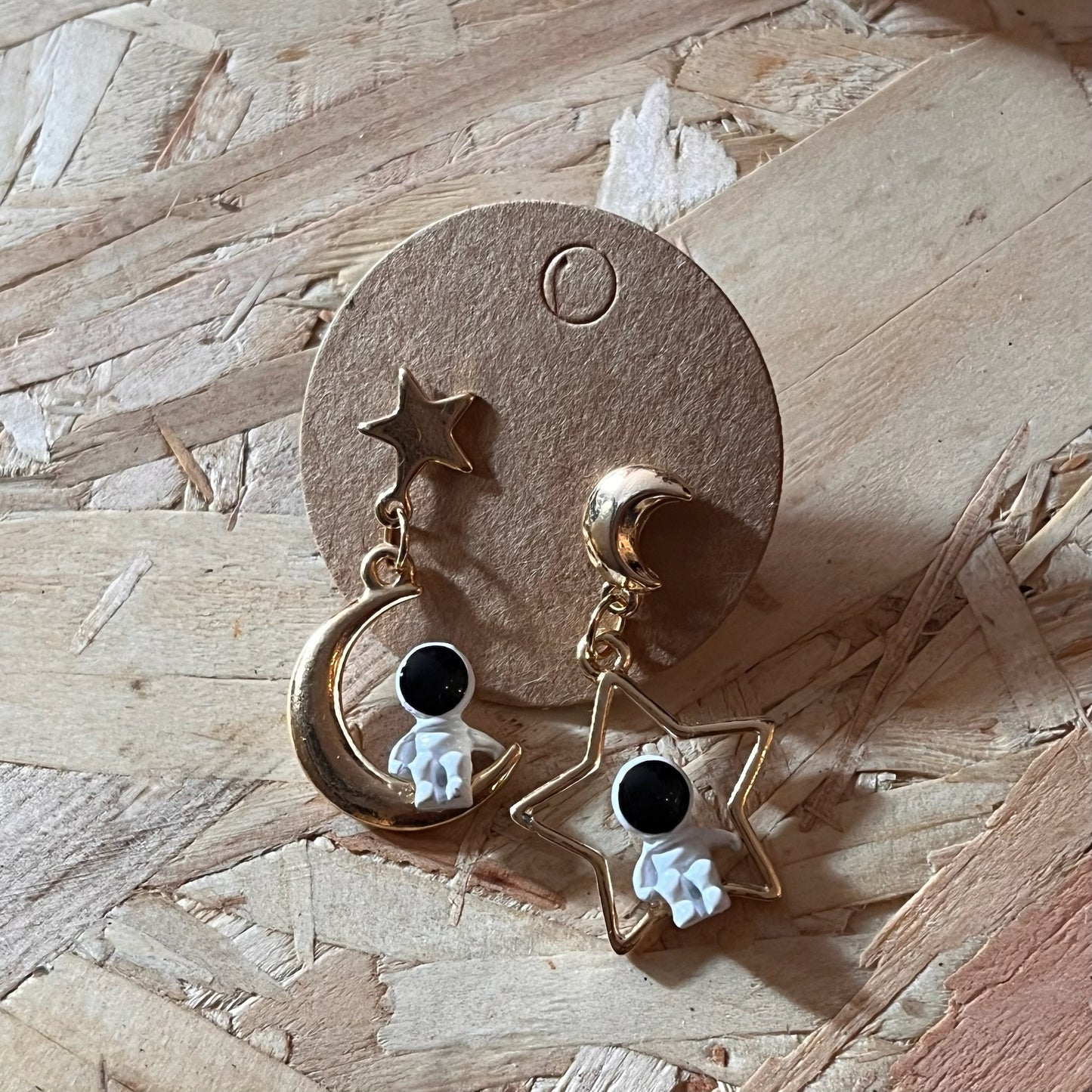 Astronaut Moon Star Earrings