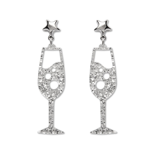Champagne Bubbles Drop Earrings – Silver