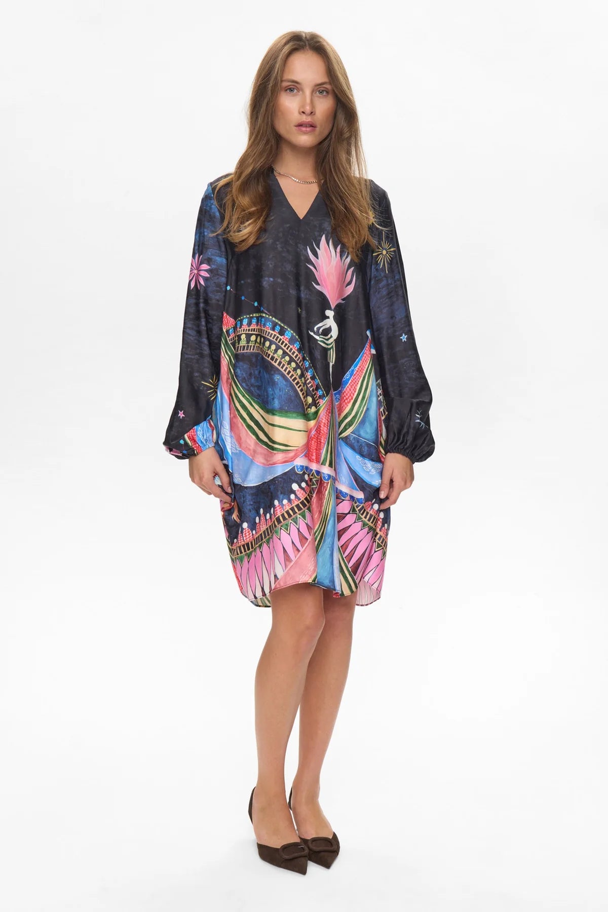 NUSTARLA SHORT DRESS - Obsidian Circus Print Dress