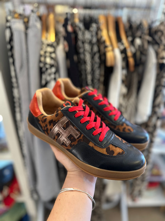 Madison Black/Tan Leopard Trainers