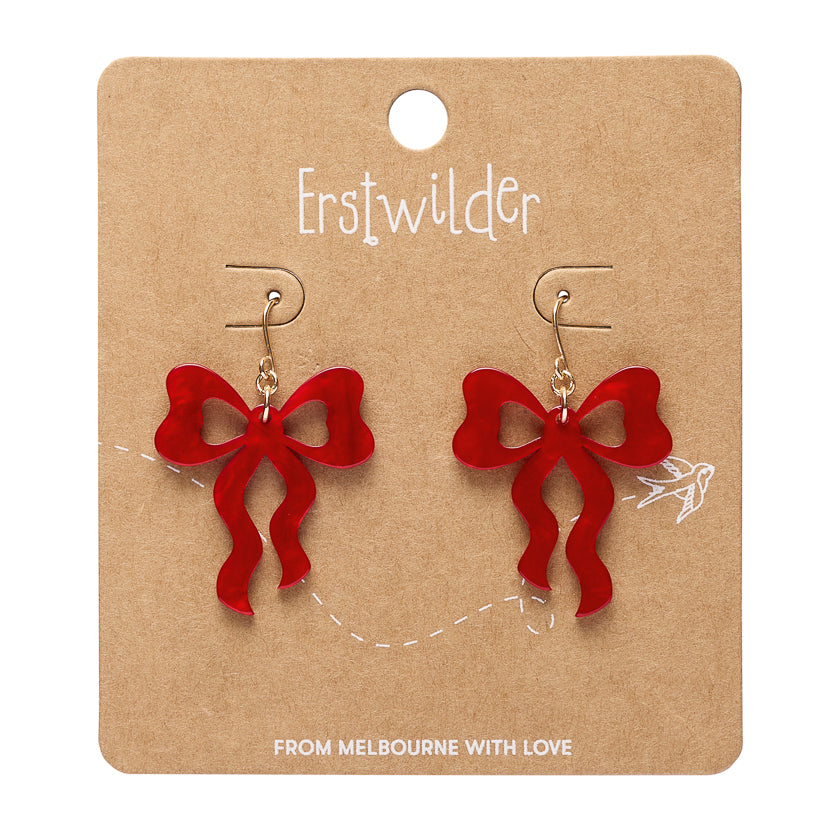Bows Drop Earrings – Red