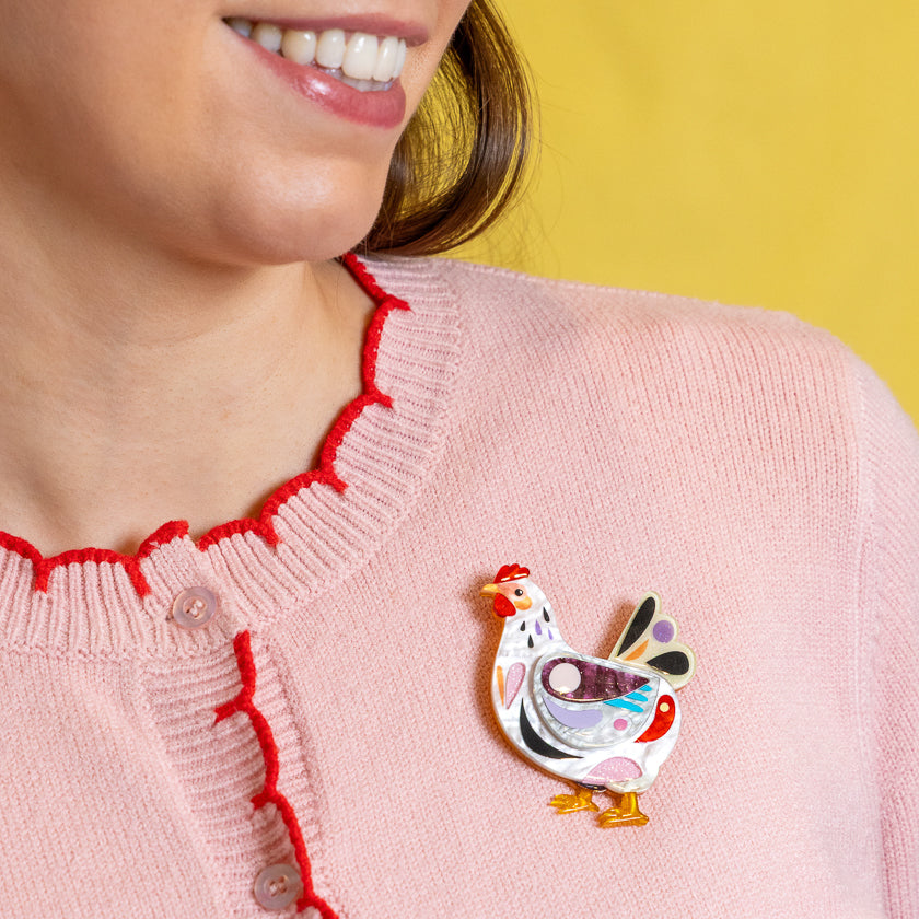 Clara the Chicken Brooch