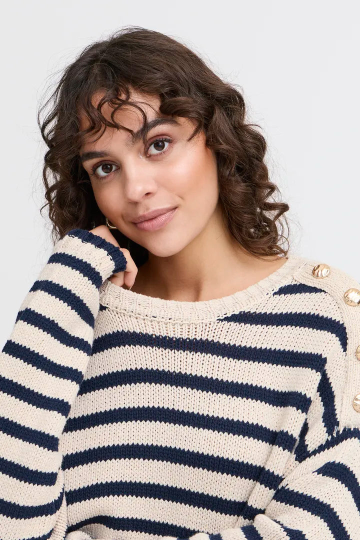 Frbelinda Navy Cream Stripe Jumper