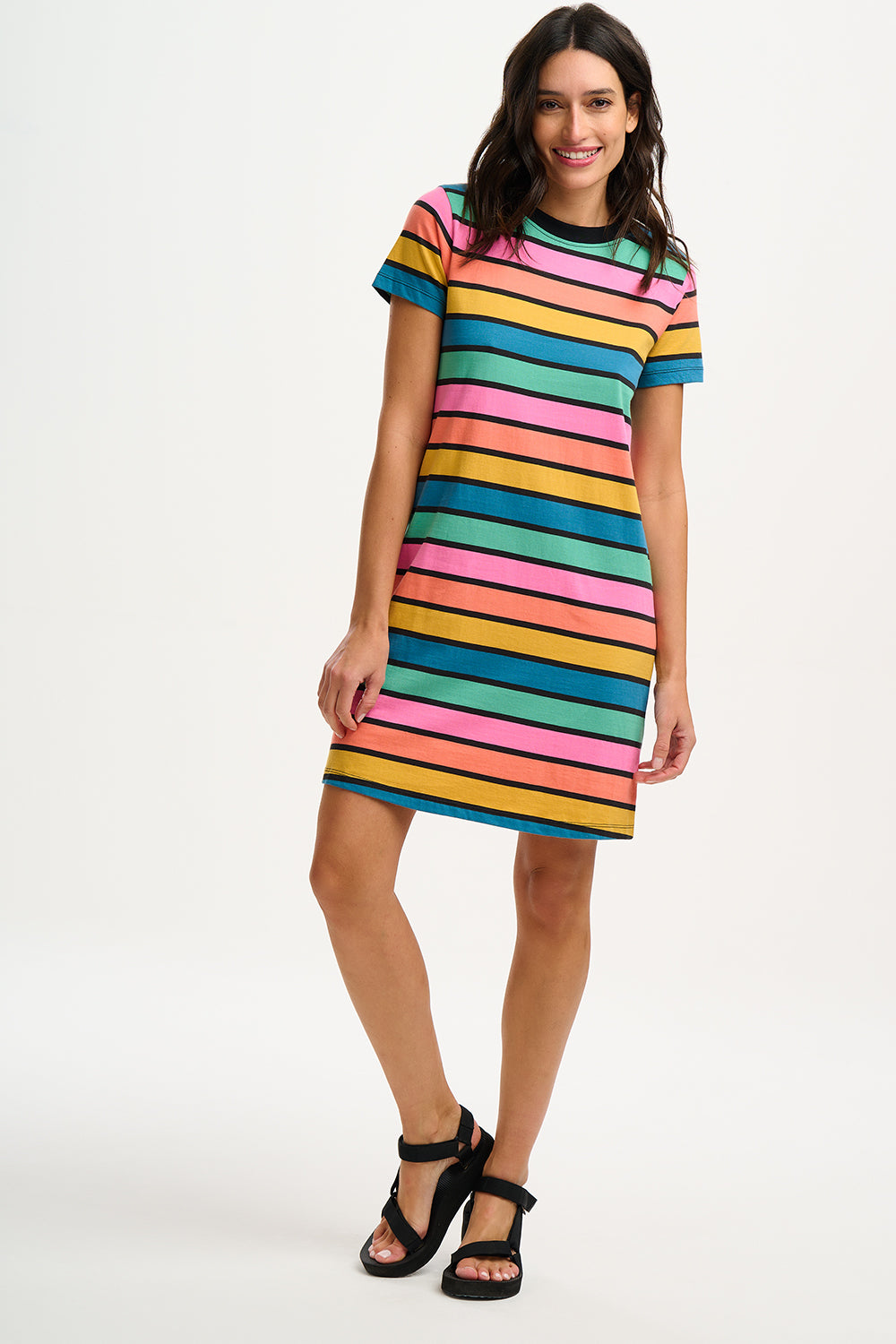 Sia T-Shirt Dress - Multi, Beach Hut Stripes