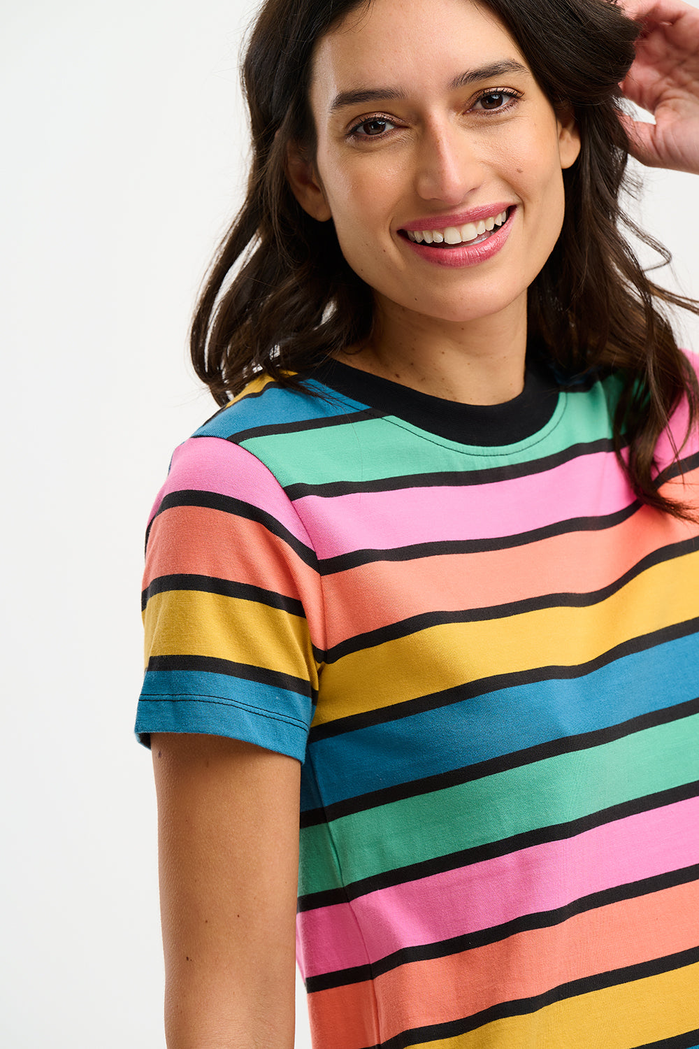Sia T-Shirt Dress - Multi, Beach Hut Stripes
