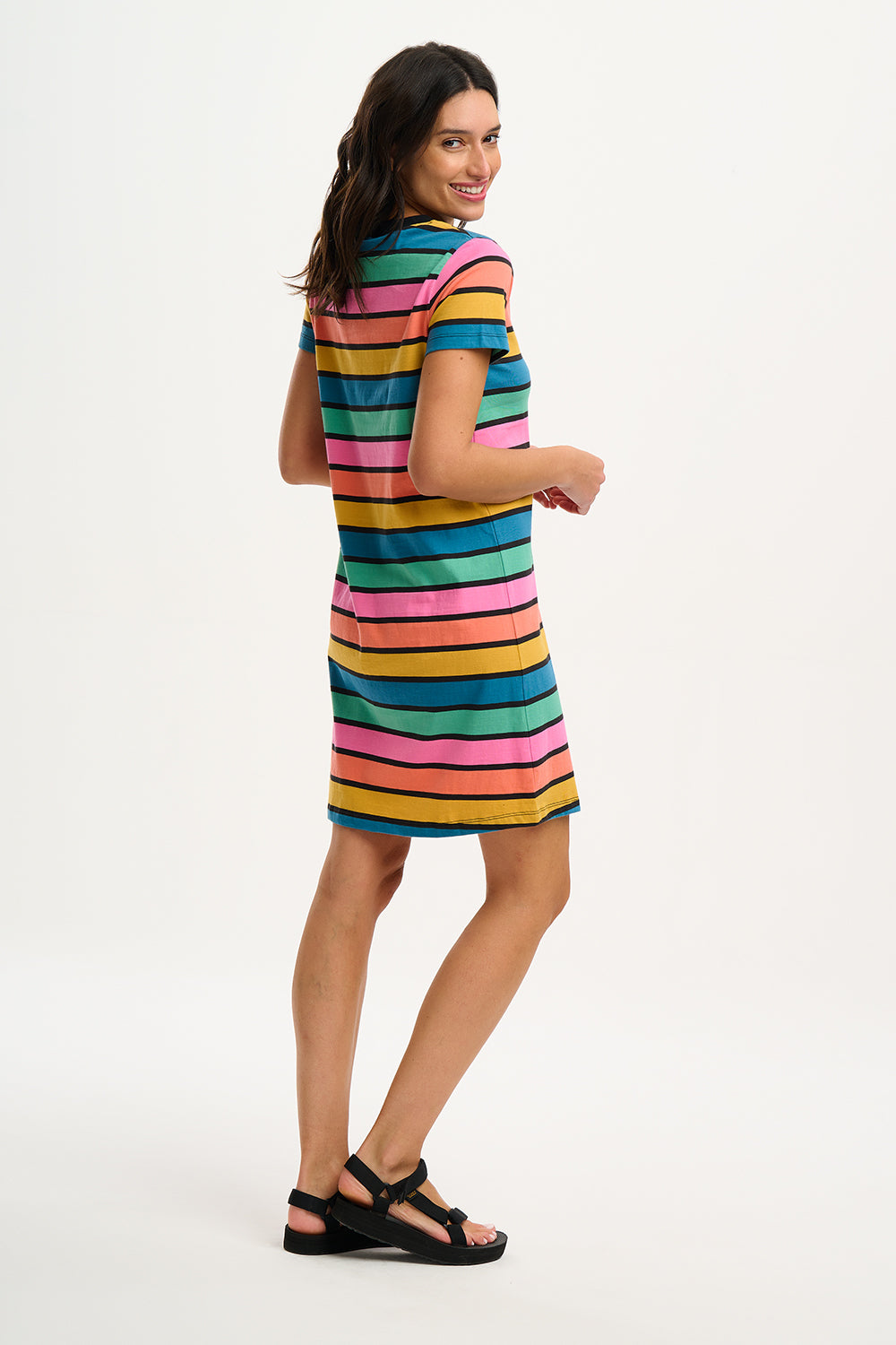 Sia T-Shirt Dress - Multi, Beach Hut Stripes