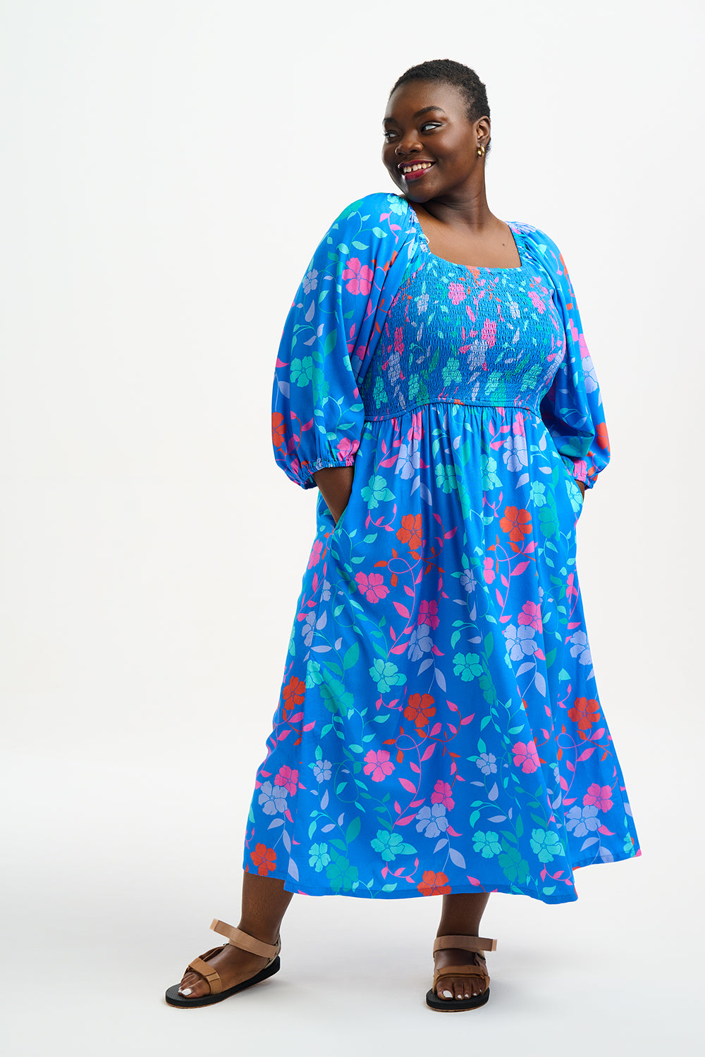 Rainbow floral dress hotsell