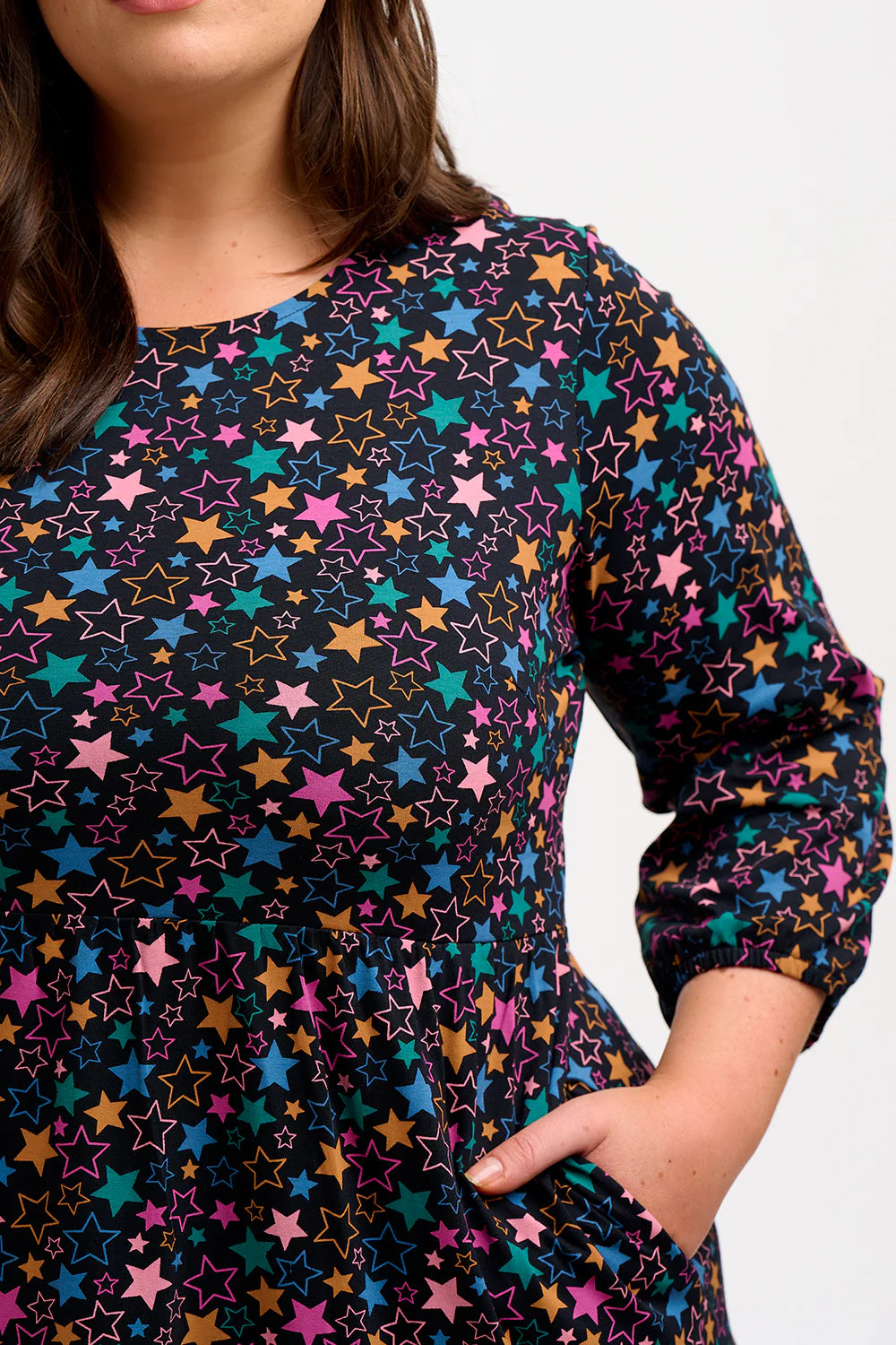 Bakari Jersey Tiered Midi Dress - Black, Star Cluster