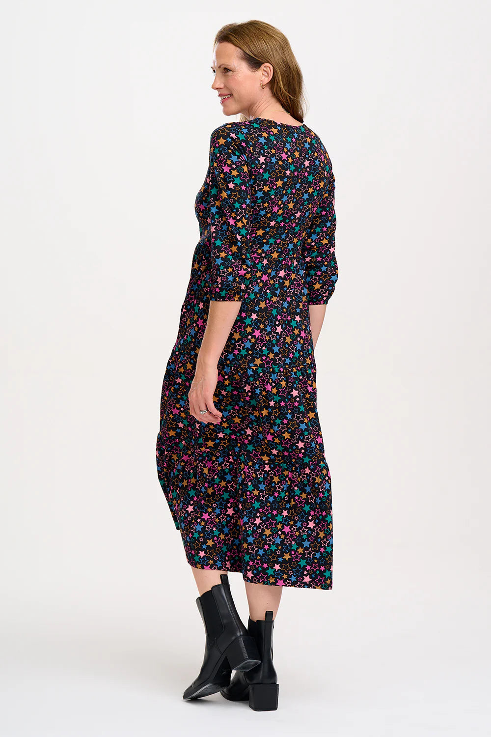 Bakari Jersey Tiered Midi Dress - Black, Star Cluster