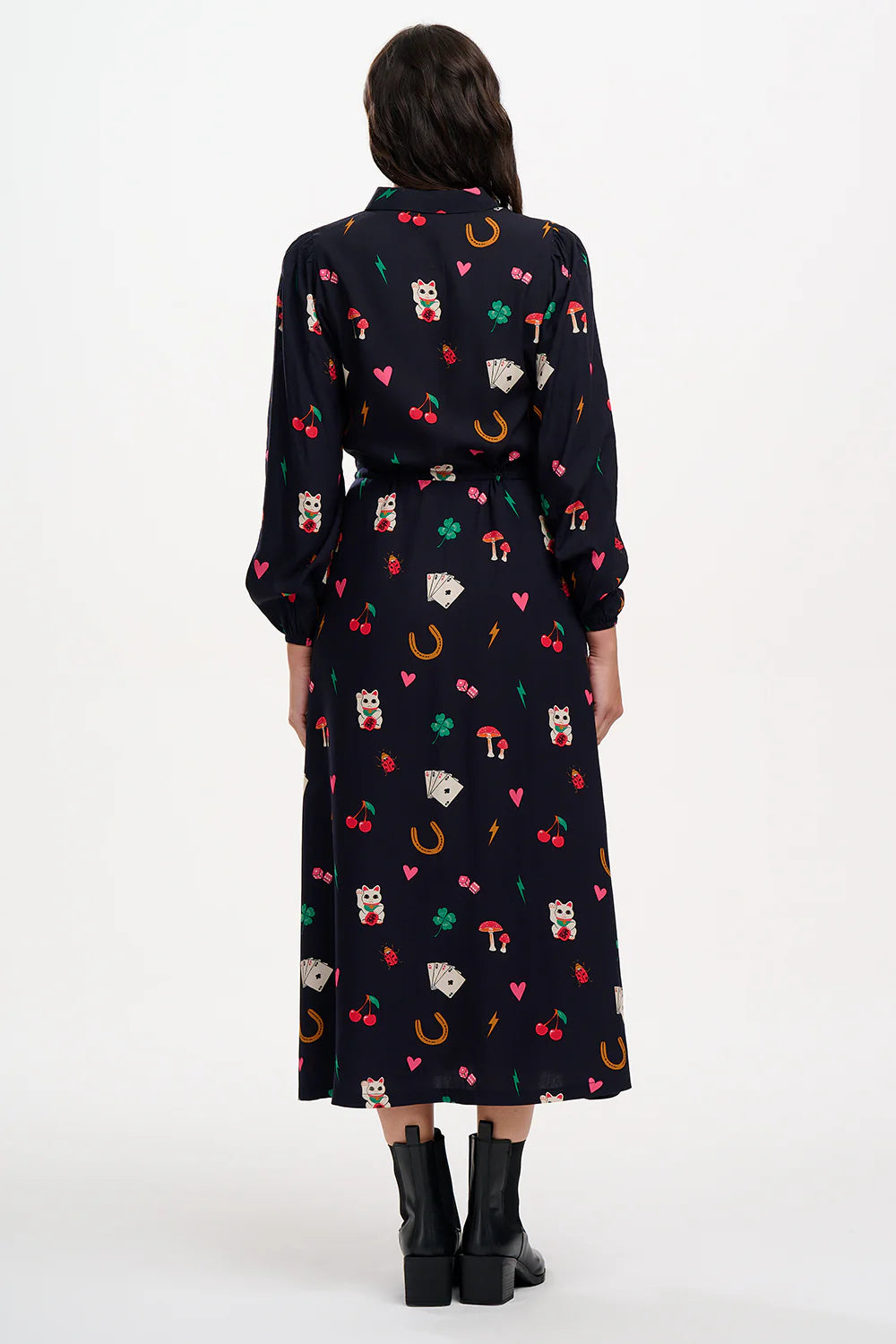 Dottie Maxi Shirt Dress - Black, Lucky Charms