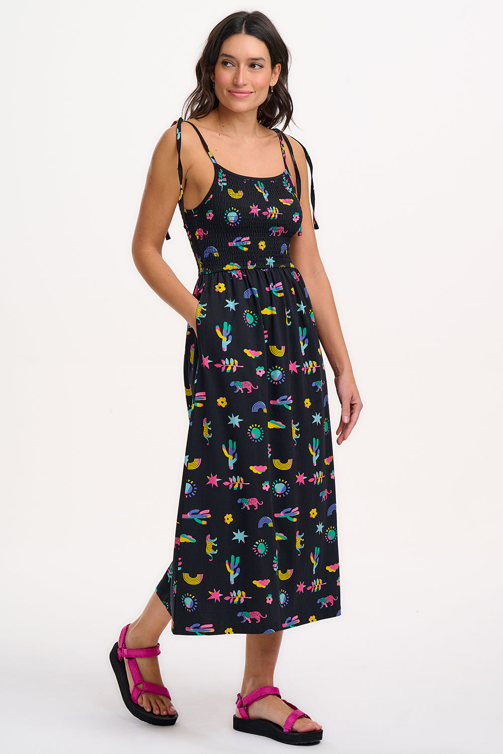 Willa Shirred Jersey Sundress - Black, Summer Joy Lottie's Atik Willa Shirred Jersey Sundress - Black, Summer Joy Lottie's Atik