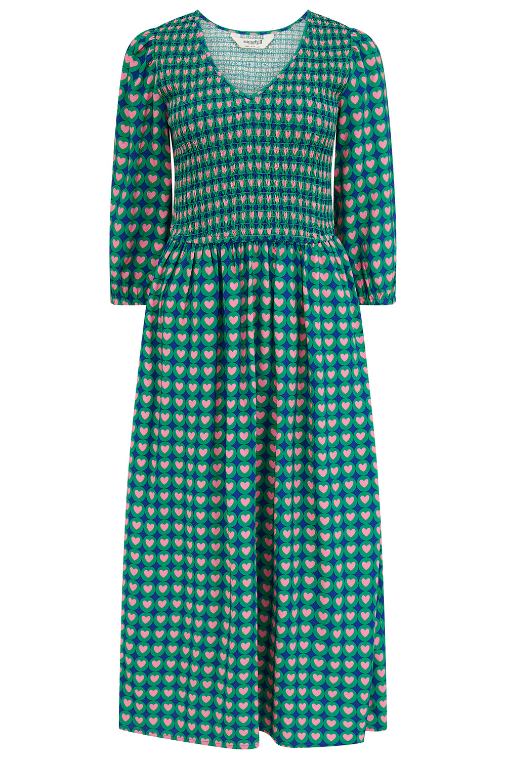Della Shirred Midi Dress - Navy, Heart Tile
