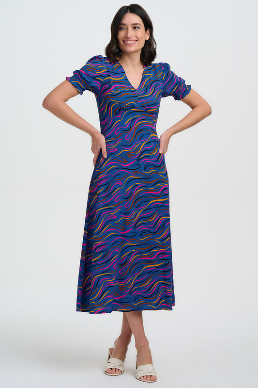 Mary Jane Midi Dress - Bright Navy, Jazz Waves