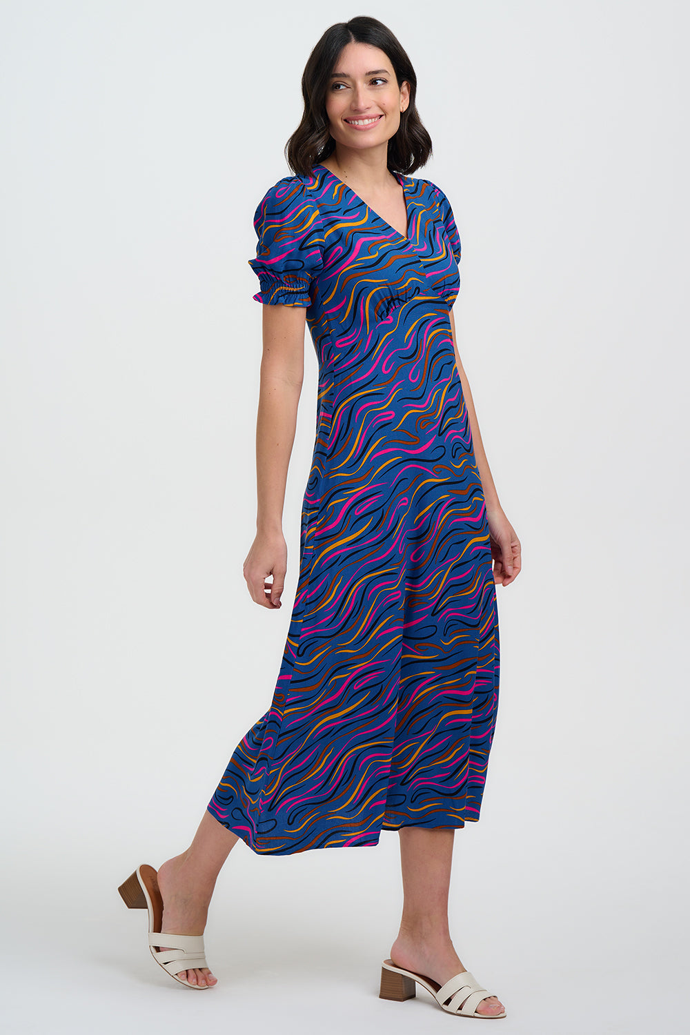 Mary Jane Midi Dress - Bright Navy, Jazz Waves