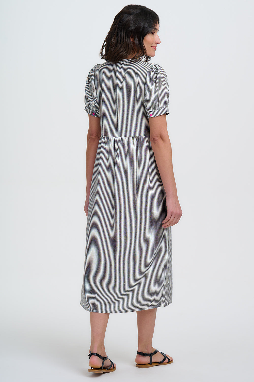 Ruby Midi Smock Dress - Monochrome Stripe, Garden Floral