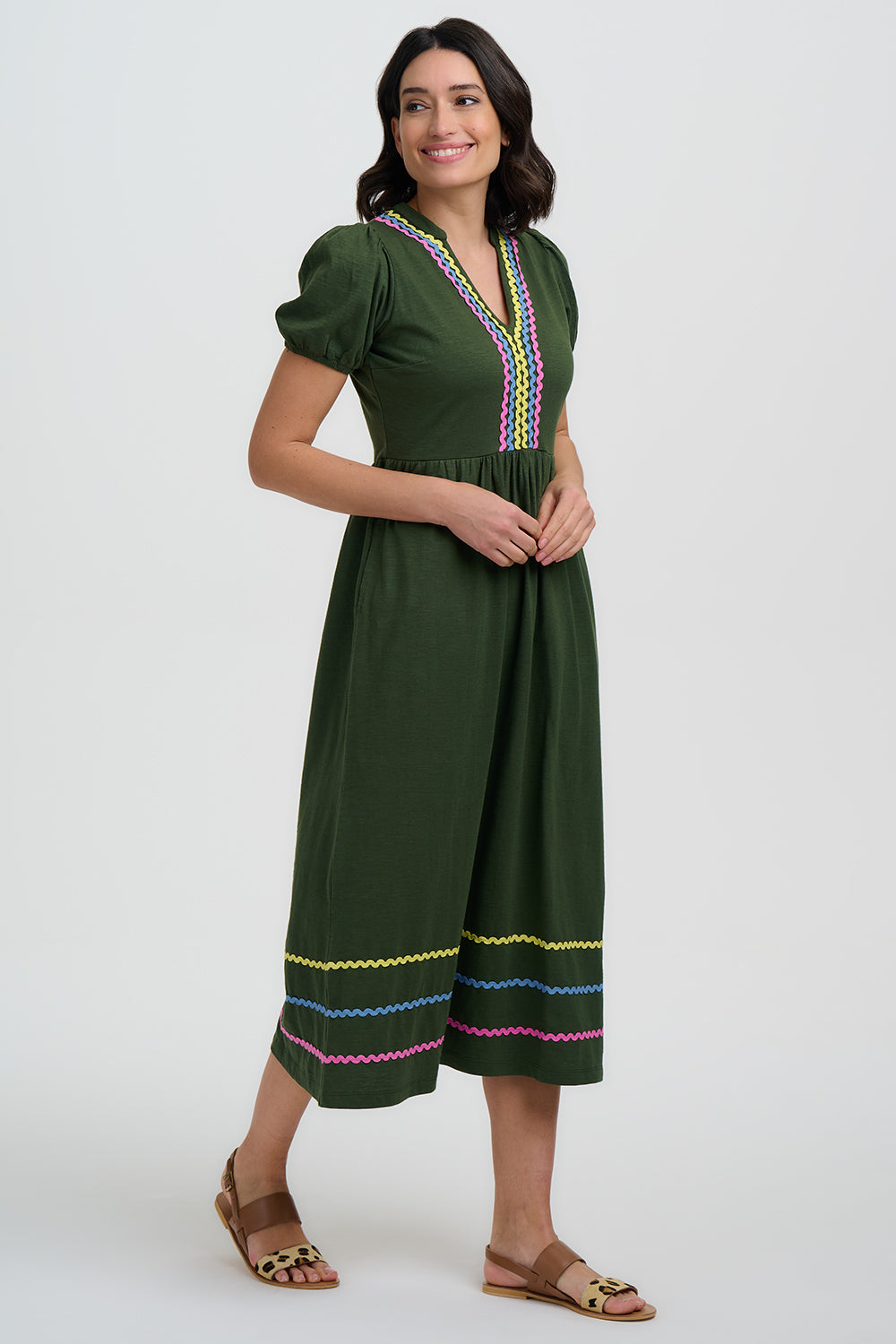 Renee Jersey Midi Dress - Olive, Ric Rac