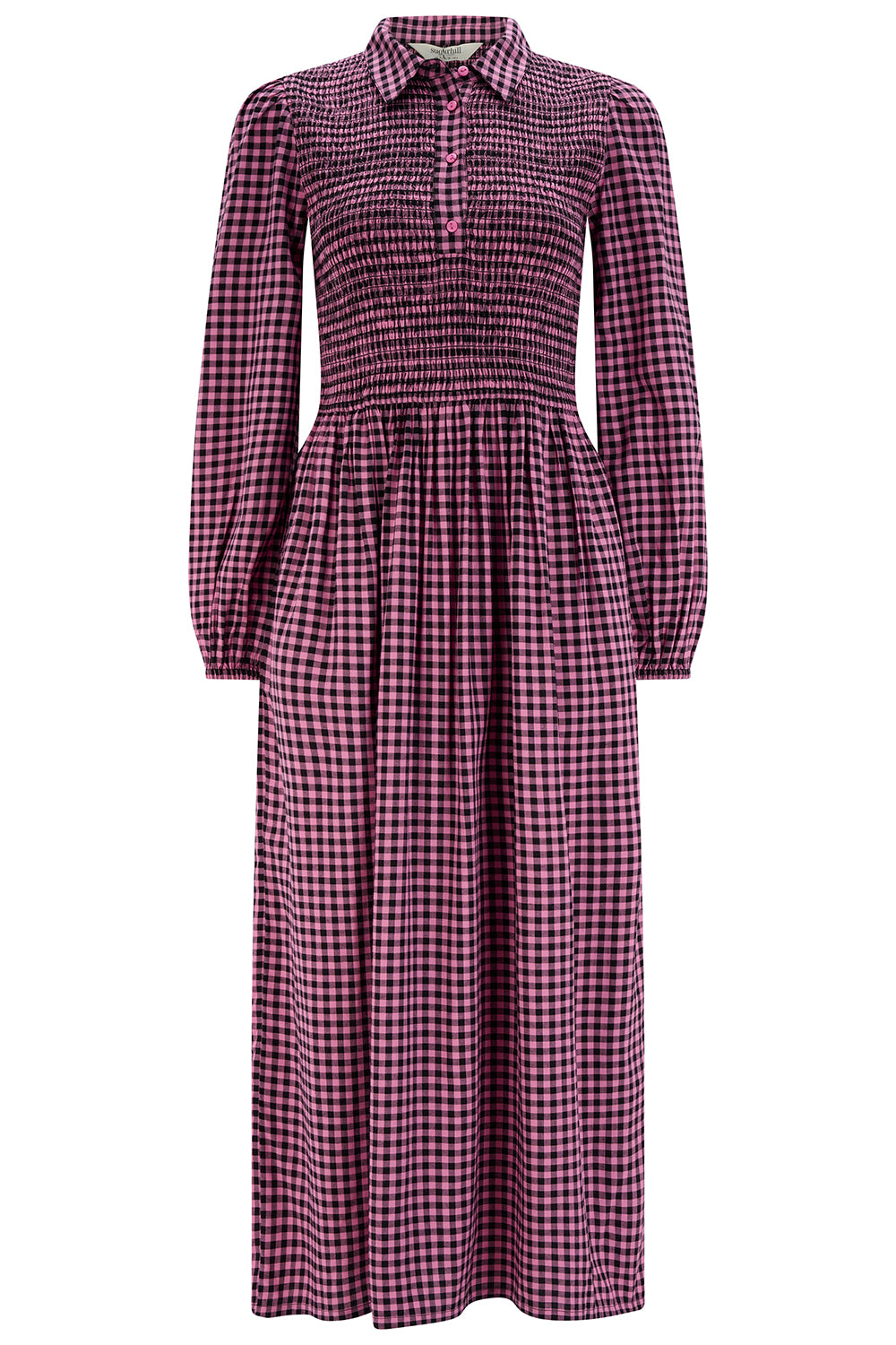 Diana Shirred Midi Dress - Rose Gingham