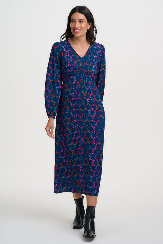Marcie Midi Dress - Interlocking Stars