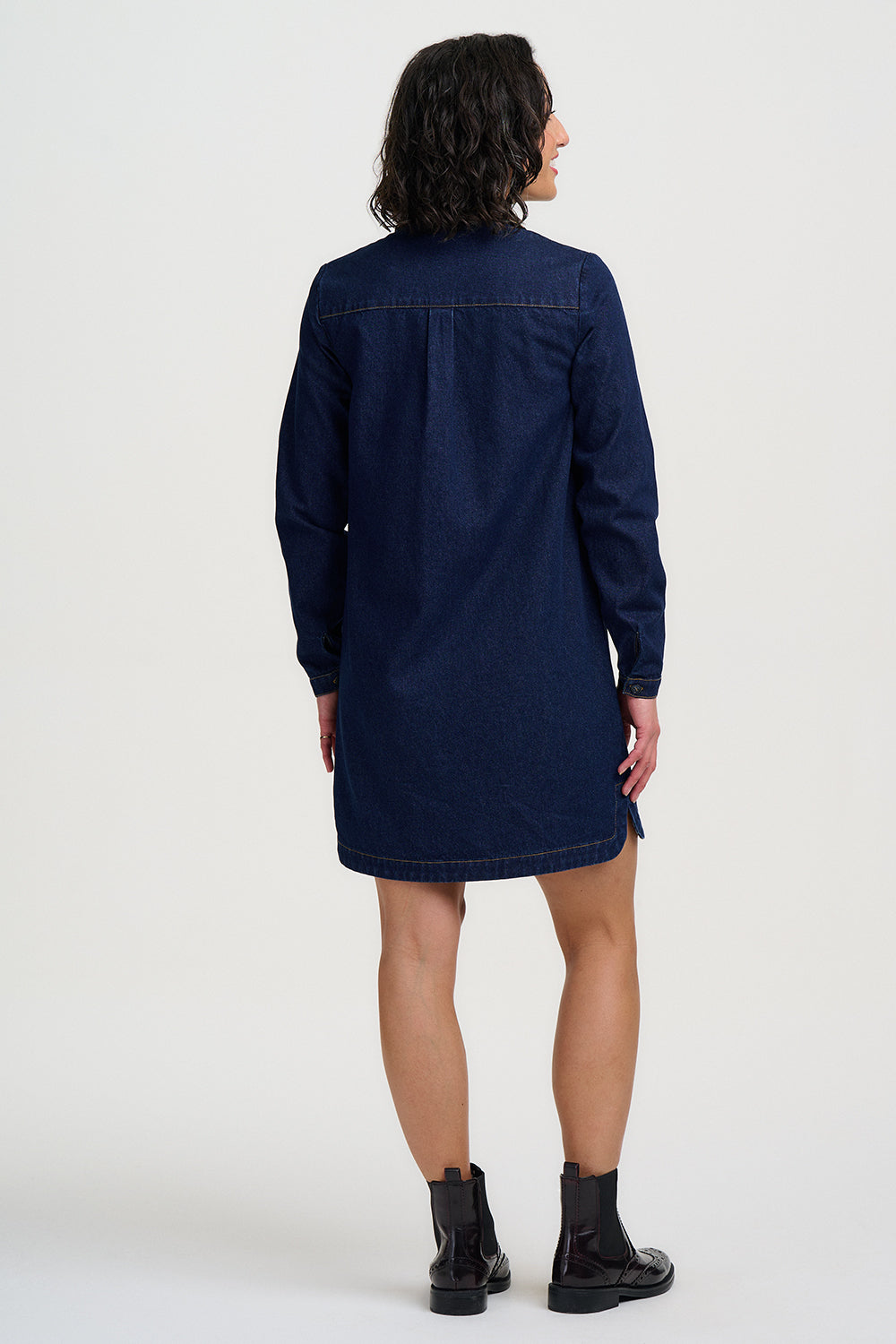 Isla Mini Denim Shirt Dress - Indigo Denim Leopard Collar